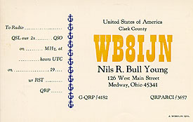 My last QSL card printing with the old WB8IJN callsign, ca 1995